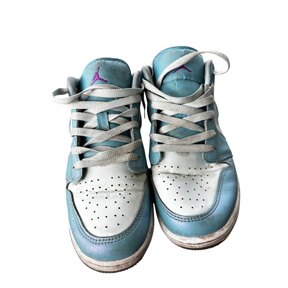 Jordan Air 1 Low GS 7Y 8.5W Glacier Blue White Iridescent Sneakers FN7366-400